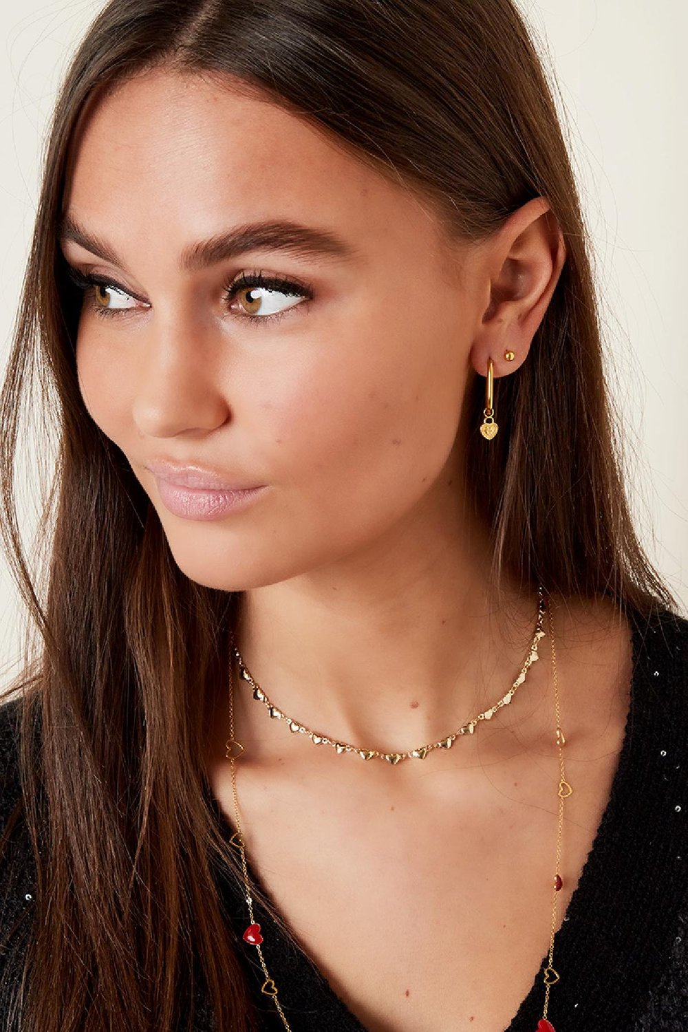 Kette Full of Hearts Goldfarbe Vergoldet S h5Bild2